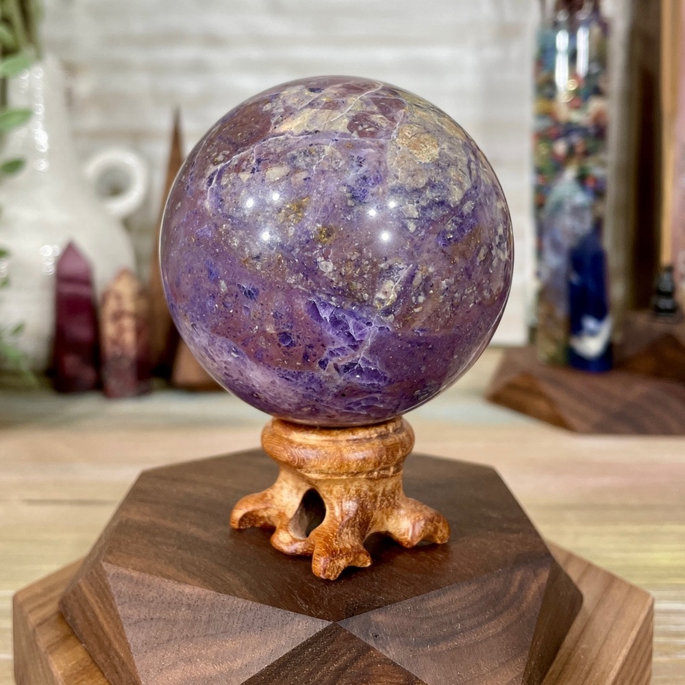 !!! 20% OFF SALE !!! 0547 Purple Fluorite Root Crystal Sphere - Picture 4 of 7